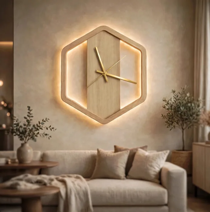 Modern Large Hexagon Wall Clock For Living Room photo 21