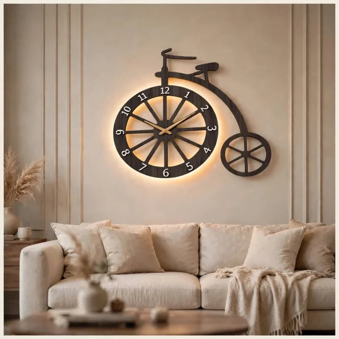 Unique Bicycle Wall Clock Large Modern Home Decor photo 21
