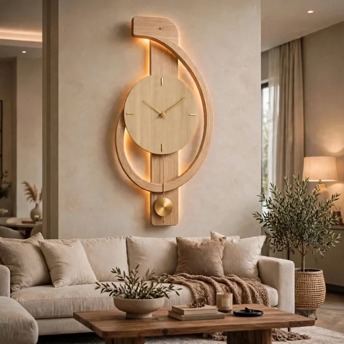 Minimalist Large Wall Clock with Light Pendulum photo 22