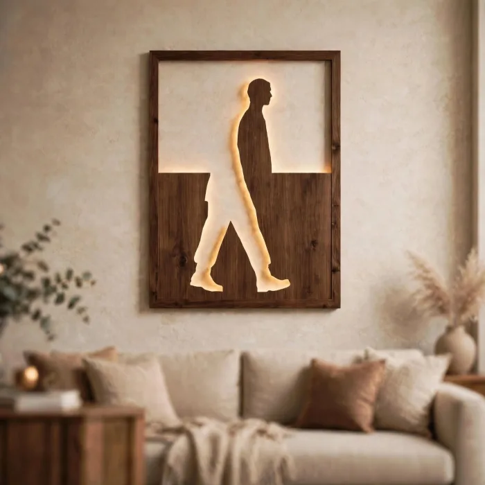 Minimalist Walking Man Illuminated Silhouette Wall Art Decor photo 22