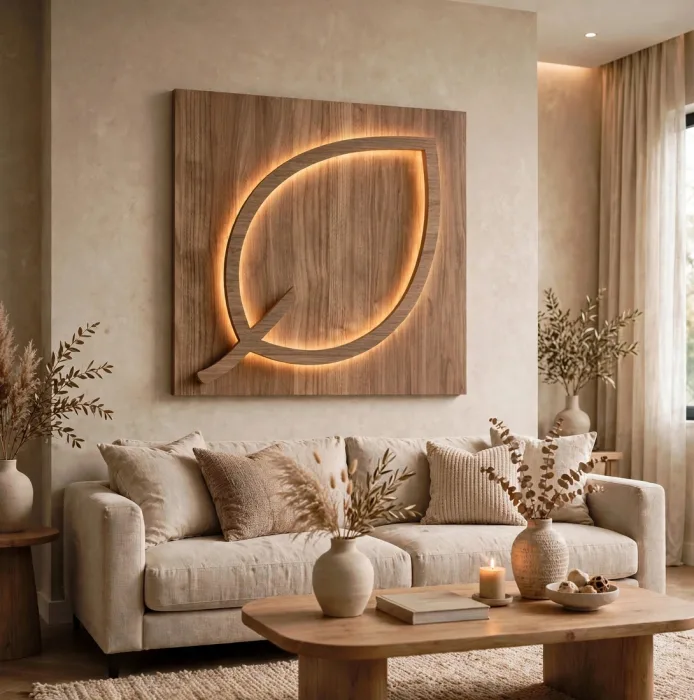 Large Illuminated Leaf Wall Art Modern Home Decor photo 22