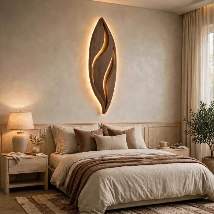 Modern Leaf Wall Light Sculpture Ambient Home Decor photo 22