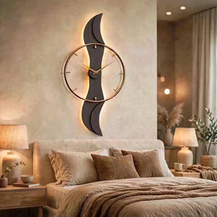 Large Modern Wavy Wall Clock Minimalist Living Room photo 20