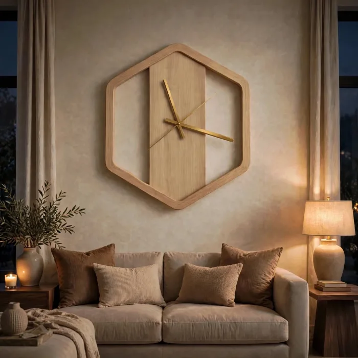 Modern Large Hexagon Wall Clock For Living Room photo 23