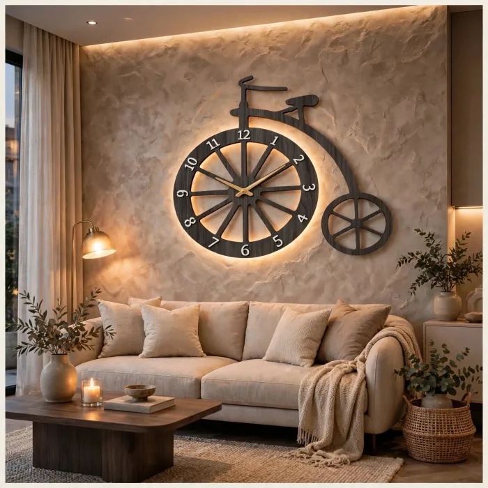 Unique Bicycle Wall Clock Large Modern Home Decor photo 23