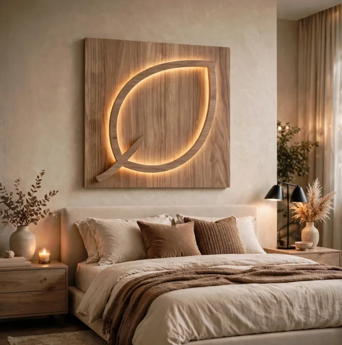 Large Illuminated Leaf Wall Art Modern Home Decor photo 23