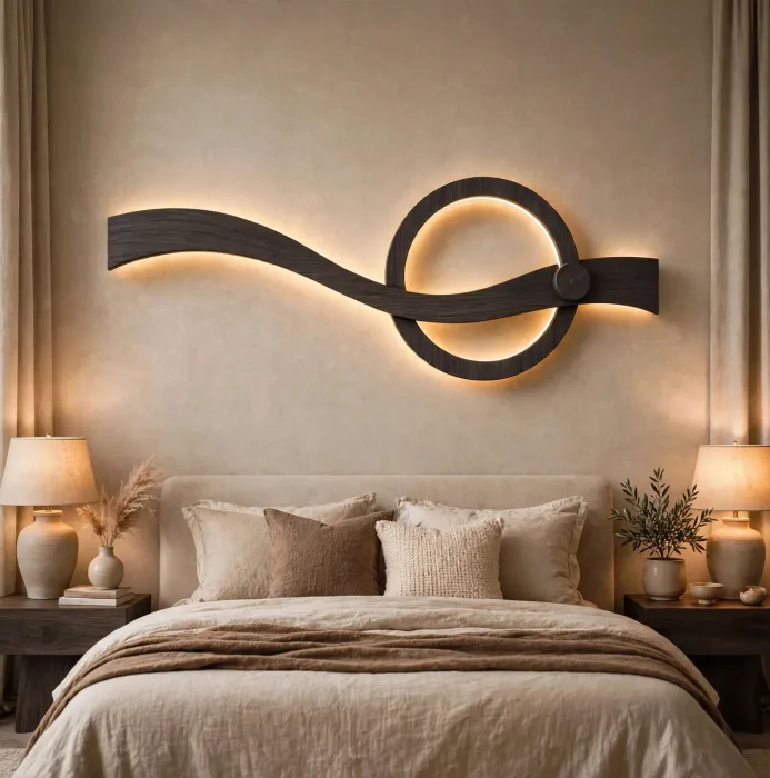 Minimalist LED Wall Sculpture Modern Bedroom Decor Light photo 23