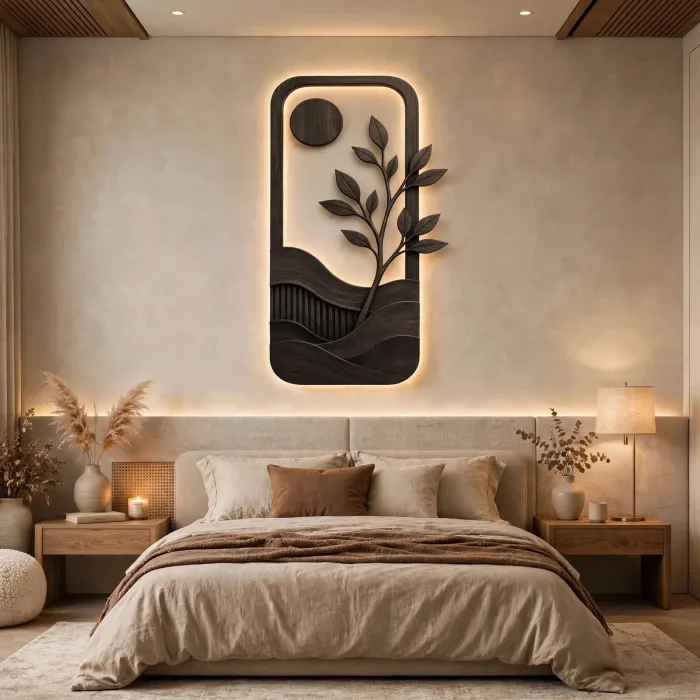 Japandi Backlit Wall Art Minimalist Nature Home Decor photo 23