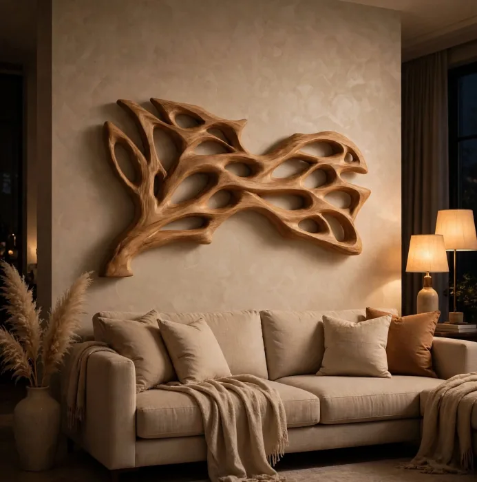 Large Illuminated Abstract Wall Sculpture Modern Decor photo 24