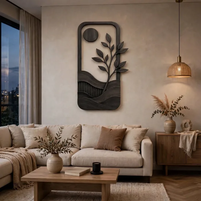 Japandi Backlit Wall Art Minimalist Nature Home Decor photo 24