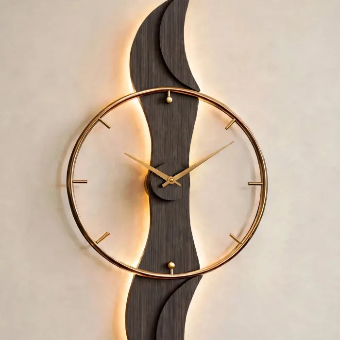 Large Modern Wavy Wall Clock Minimalist Living Room photo 22