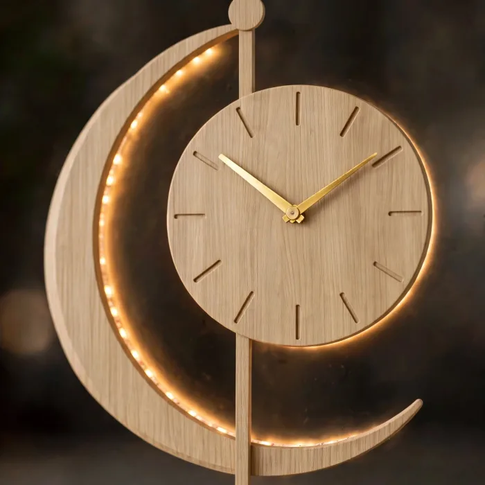 Crescent Moon Wall Clock Large Modern Decor photo 25