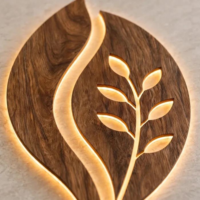 Modern Leaf Wall Art Lighted Minimalist Home Decor photo 25
