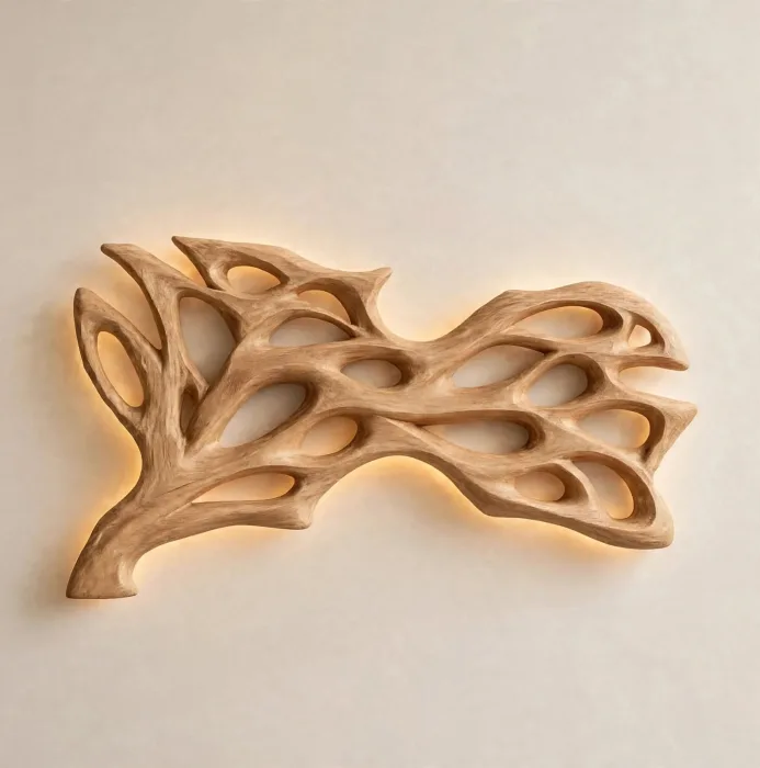 Large Illuminated Abstract Wall Sculpture Modern Decor photo 25