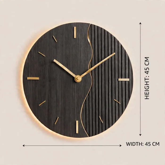 Large Minimalist Wall Clock With Warm Light photo 26