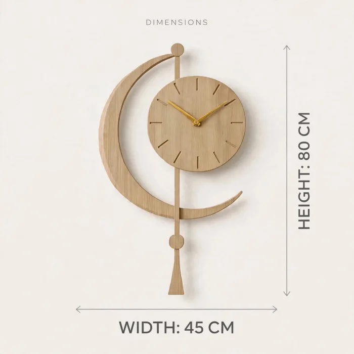Crescent Moon Wall Clock Large Modern Decor photo 26