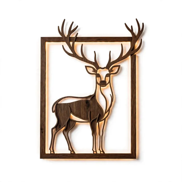 Modern Wooden Deer LED Wall Art Decoration Light photo 26