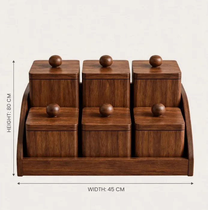 Wooden Dressing Table Organizer 6 Lidded Jewelry Boxes photo 26