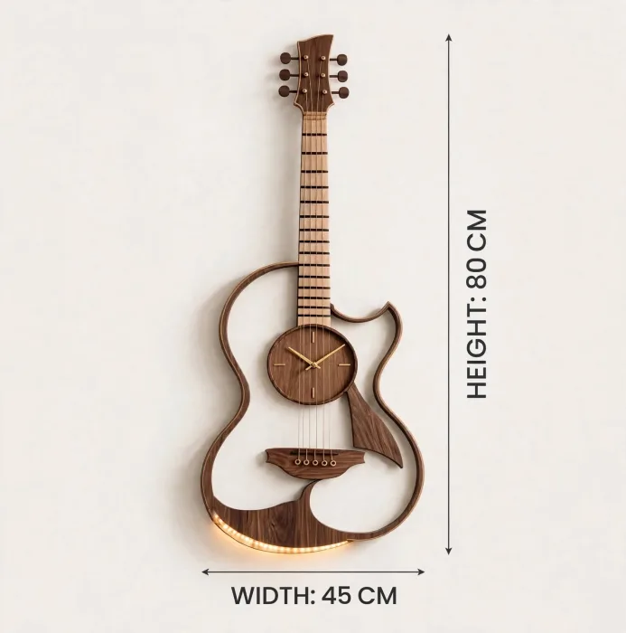 Large Guitar Shaped Wall Clock Music Lovers Gift photo 26