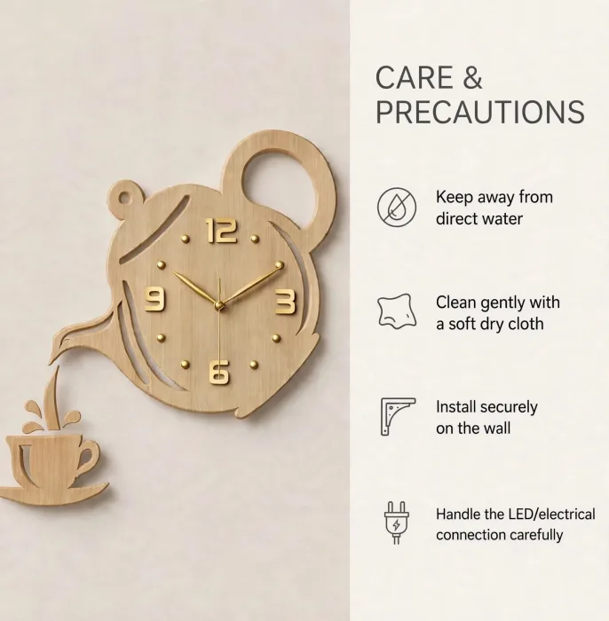 Stylish Teapot And Coffee Cup Wall Clock Decor photo 27