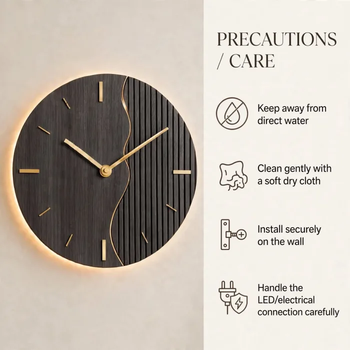 Large Minimalist Wall Clock With Warm Light photo 27