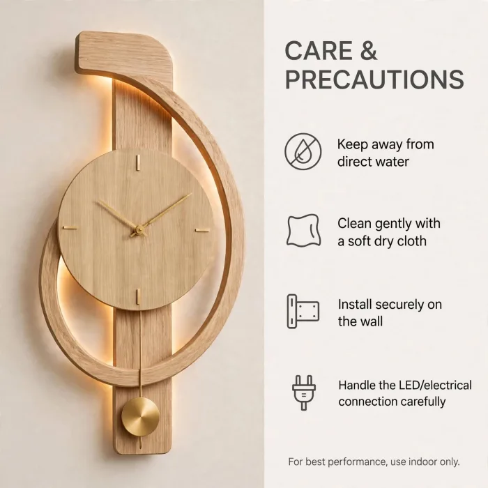 Minimalist Large Wall Clock with Light Pendulum photo 27