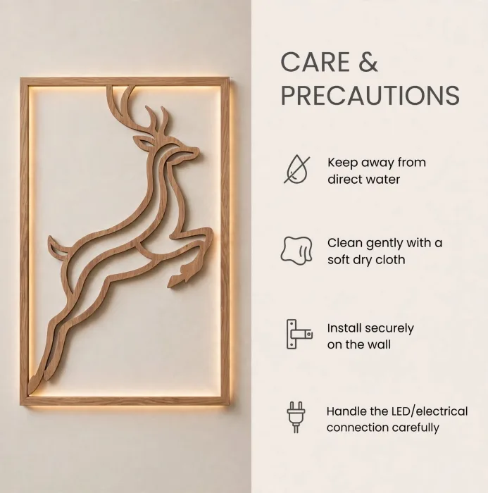 Illuminated Deer Wall Art Modern Living Room Decor photo 27