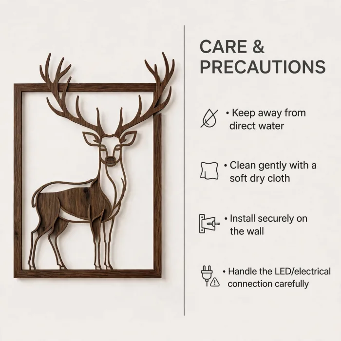 Modern Wooden Deer LED Wall Art Decoration Light photo 27