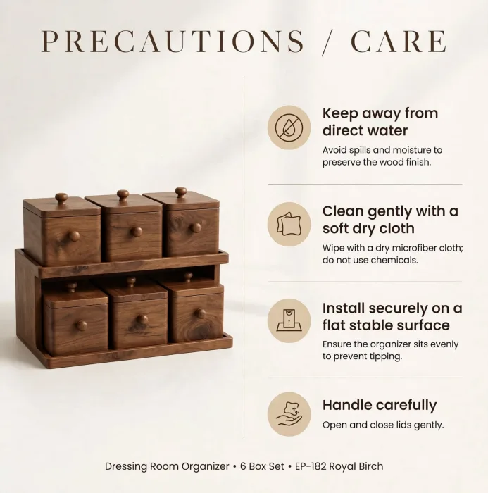 Wooden Dressing Table Organizer 6 Lidded Jewelry Boxes photo 27