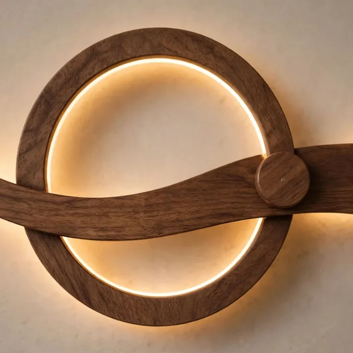 Modern Sculptural Wall Light | Minimalist LED Wall Art | Japandi Wall Sconce | Statement Wood Wall Lamp | Contemporary Lighted Wall Decor photo 2