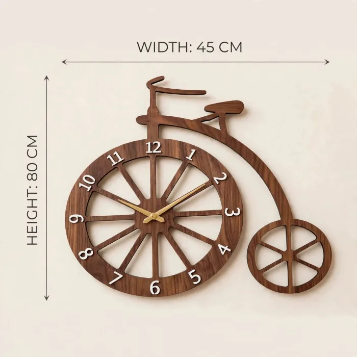 Large Bicycle Wall Clock with Light, Vintage Bike Wall Clock, Large Wall Clock for Living Room, Modern Decorative Wall Clock with Light photo 2