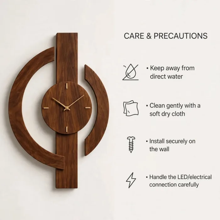 Large Modern Wall Clock with Backlight, Geometric Wall Clock, Lighted Wall Clock, Minimalist Wall Clock for Living Room Bedroom photo 2