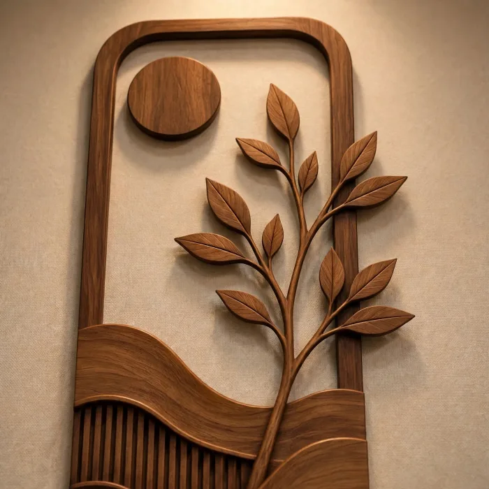 Boho Wall Art | Large Botanical Wall Hanging | Minimalist Sun and Branch Wall Decor photo 2