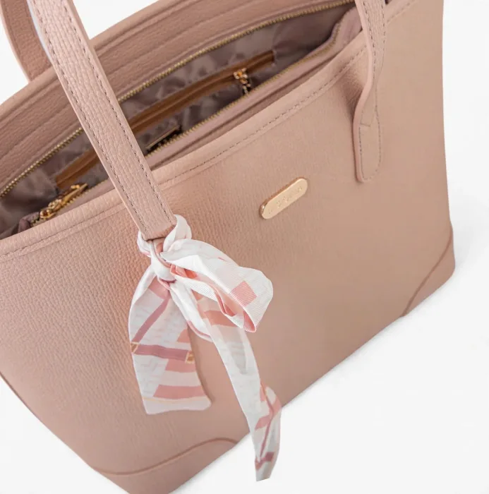 Stylish Blush Pink Tote Bag For Women Office Use photo 2