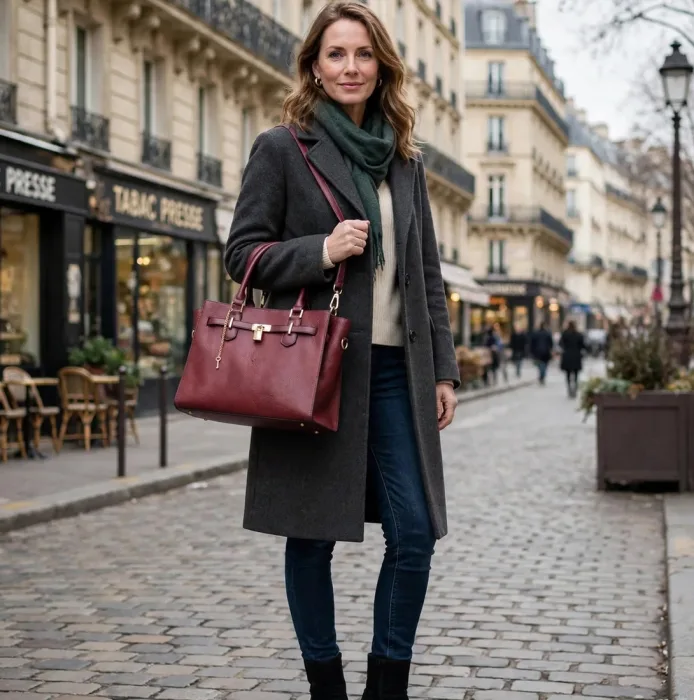 Stylish Burgundy Office Tote Bag For Everyday Women photo 5