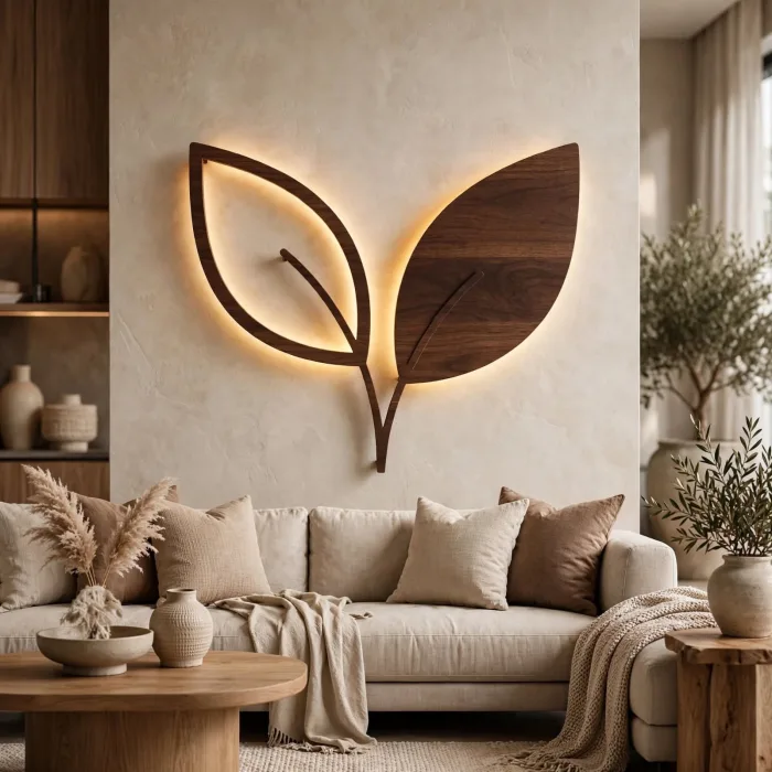 Leaf Wall Art with Light Botanical Wall Decor photo 2