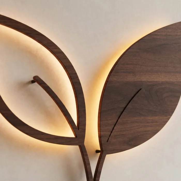 Leaf Wall Art with Light Botanical Wall Decor photo 7