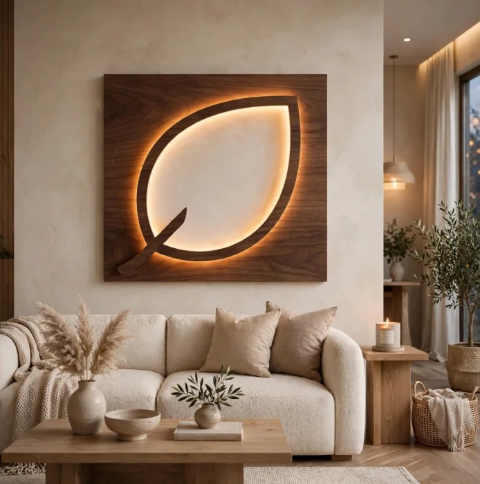Modern Backlit Leaf Wall Art Light Home Decor photo 2