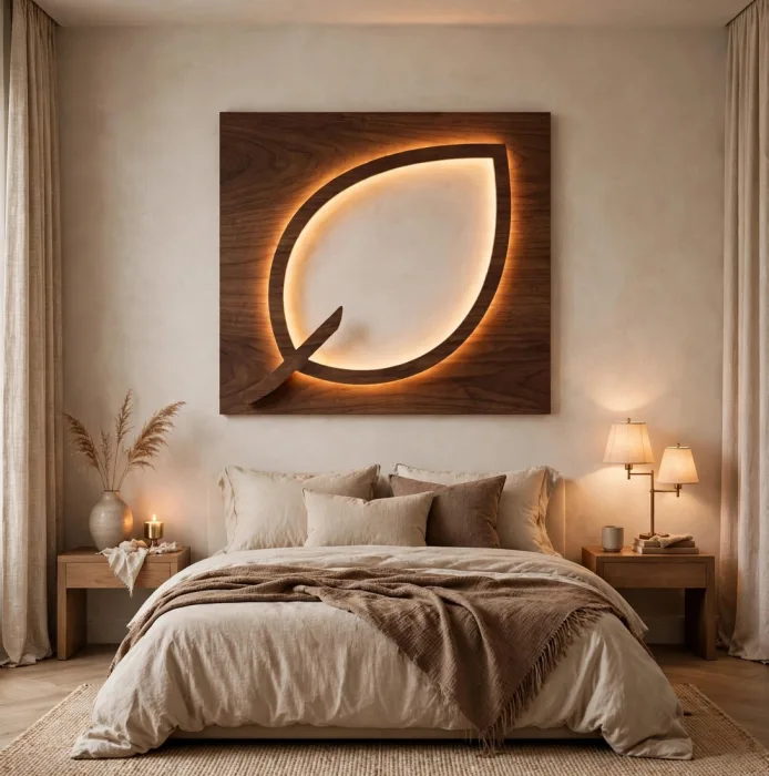 Modern Backlit Leaf Wall Art Light Home Decor photo 3
