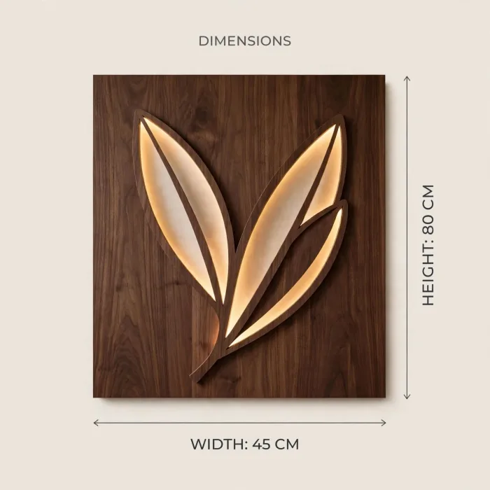 Boho Leaf Lighted Wall Art Minimalist Home Decor photo 4