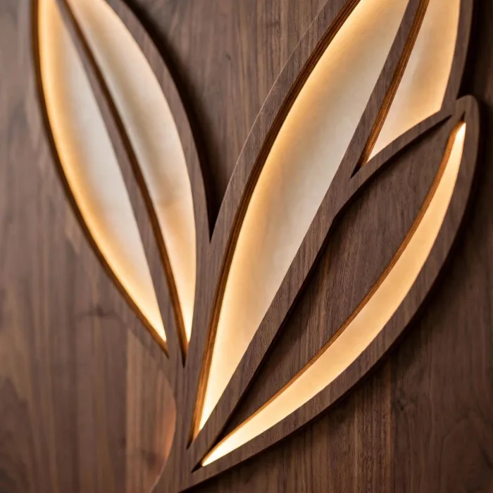 Boho Leaf Lighted Wall Art Minimalist Home Decor photo 6