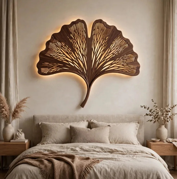 Ginkgo Leaf Wall Light Modern Botanical Home Decor photo 2