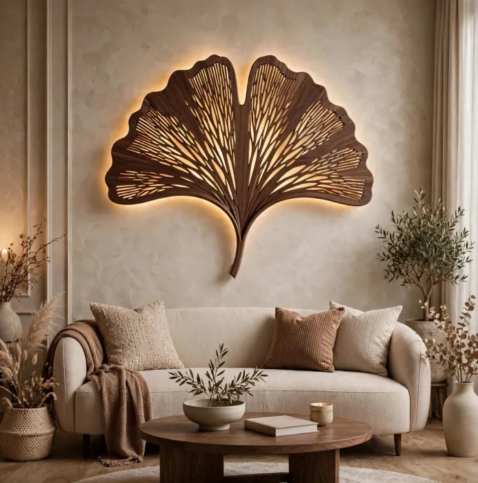 Ginkgo Leaf Wall Light Modern Botanical Home Decor photo 3