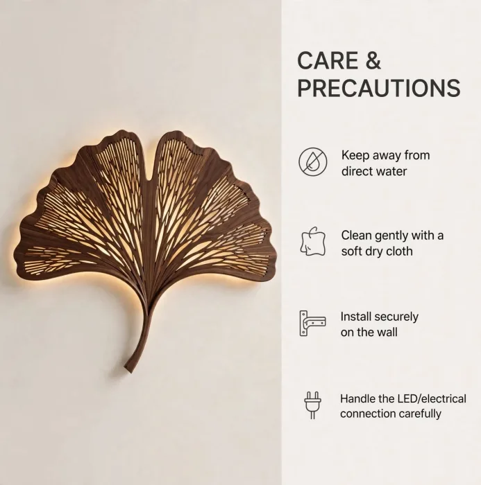 Ginkgo Leaf Wall Light Modern Botanical Home Decor photo 5