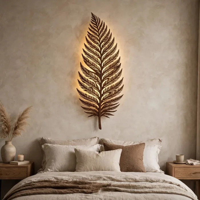 Fern Leaf Wall Art Light Minimalist Nature Decor photo 2