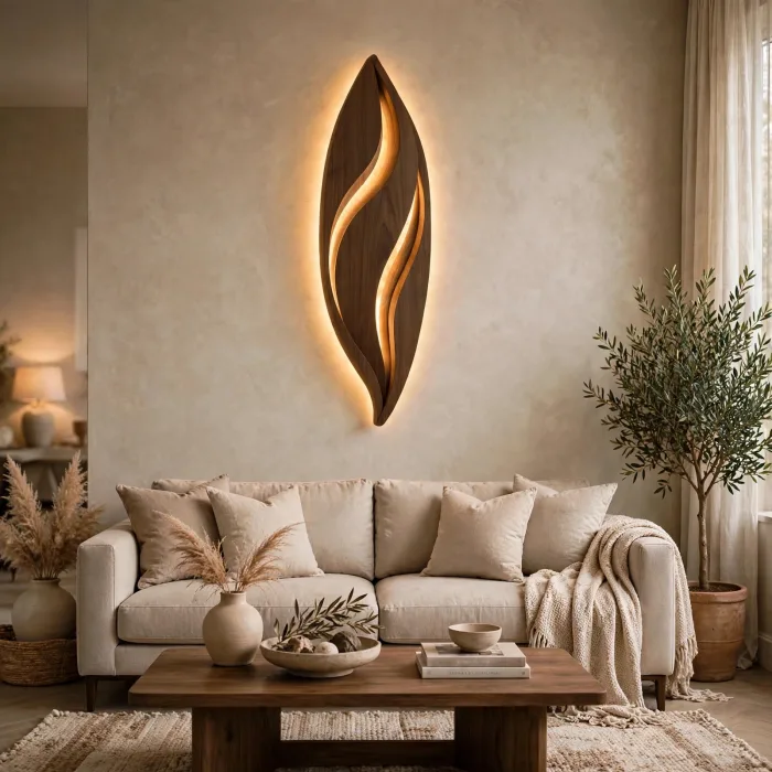 Modern Leaf Wall Light Sculpture Ambient Home Decor photo 2