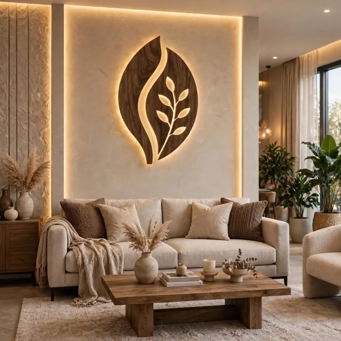 Modern Leaf Wall Art Lighted Minimalist Home Decor photo 2