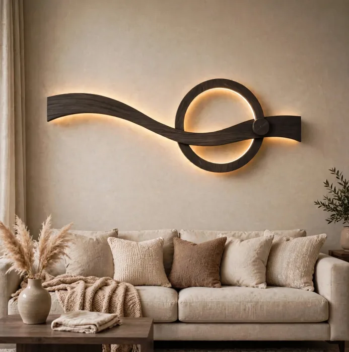 Minimalist LED Wall Sculpture Modern Bedroom Decor Light photo 2