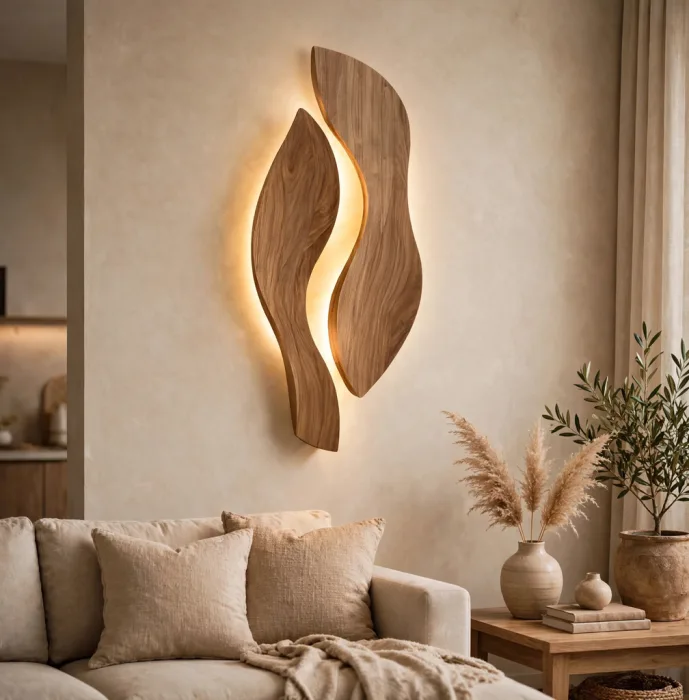 Modern Leaf Wall Sconce Sculptural Living Room Light photo 2