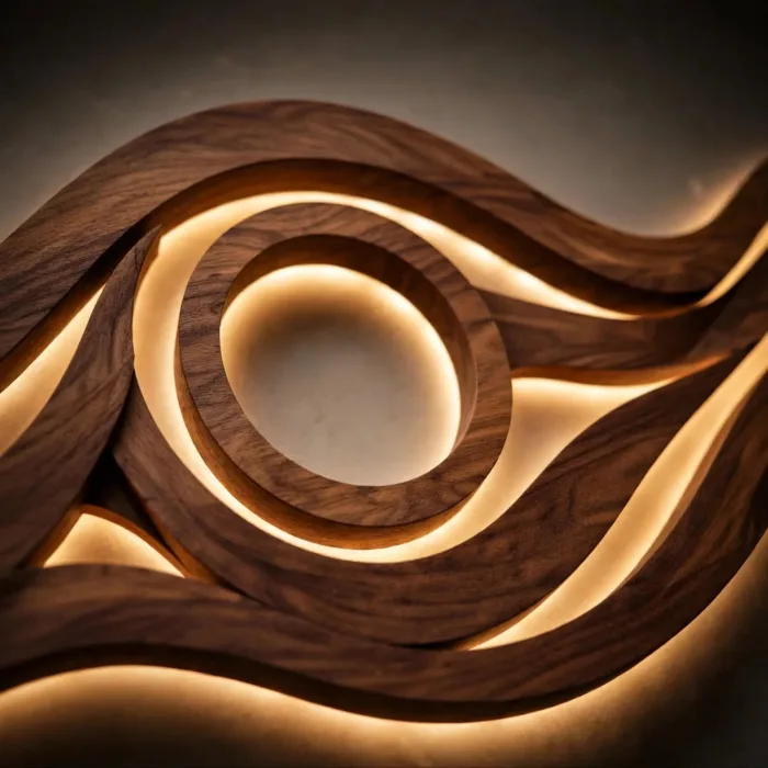 Abstract Eye Wall Art With Light | 3D Wave Wall Sculpture | Modern Illuminated Wall Decor For Living Room photo 3